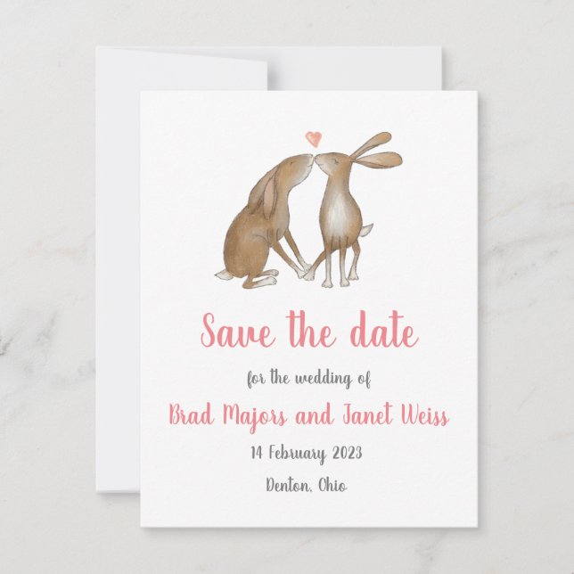 Hares save the date card (Front)