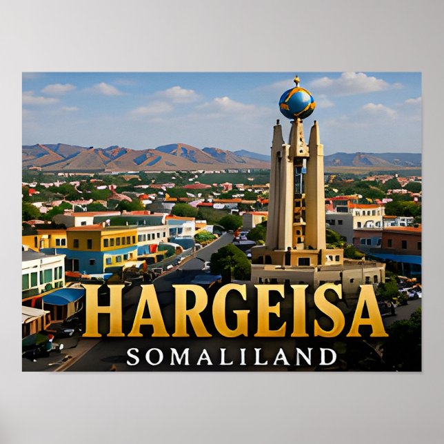 Hargeisa Independence Monument and Somaliland Spir Poster (Front)