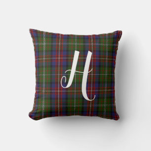 Hargis Clan Plaid Monogrammed Throw Pillow