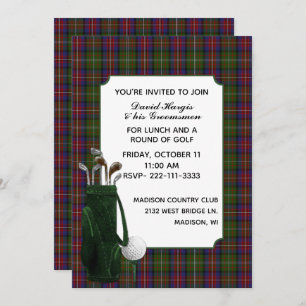 Hargis Plaid Groom's Golf Party Invitation