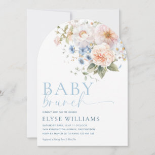 Hargrove Blue Floral Baby Brunch Baby Shower Arch Invitation