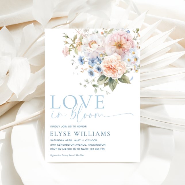 Hargrove Blue Floral Love In Bloom Bridal Shower Invitation (Creator Uploaded)