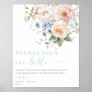 Hargrove Blue Sign Our Bible Wedding Guest Book