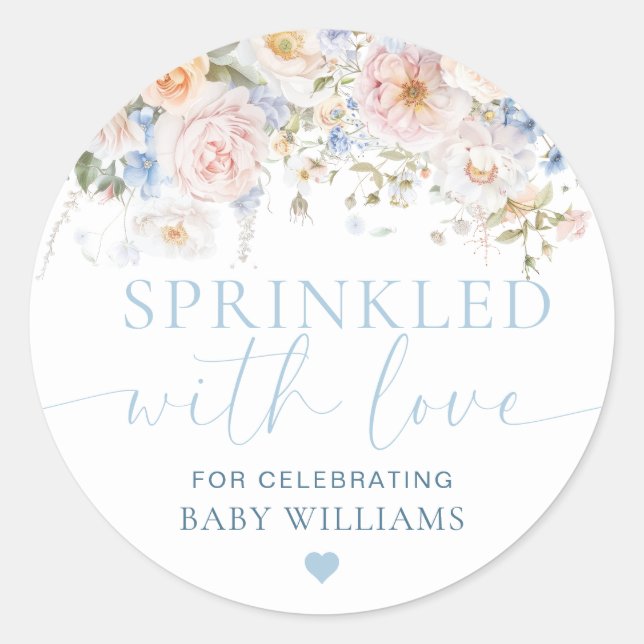 Hargrove Bue Baby Shower Sprinkled With Love Classic Round Sticker (Front)