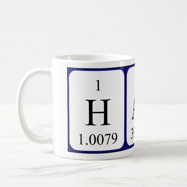 Hari periodic table name mug (Left)