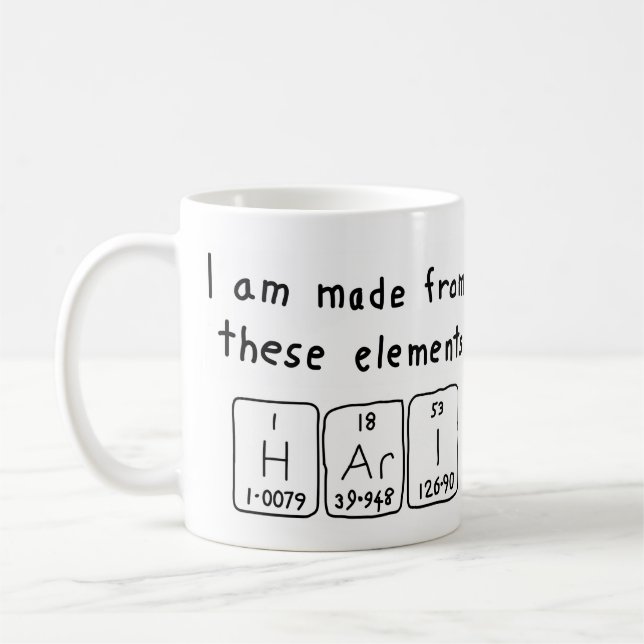 Hari periodic table name mug (Left)