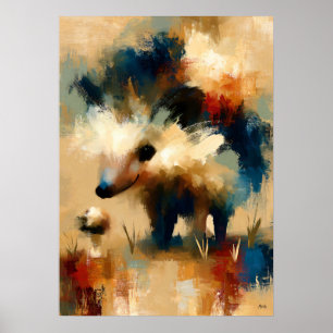 Harinezumi Mushroom Cute Baby Hedgehog Kawaii Art Poster