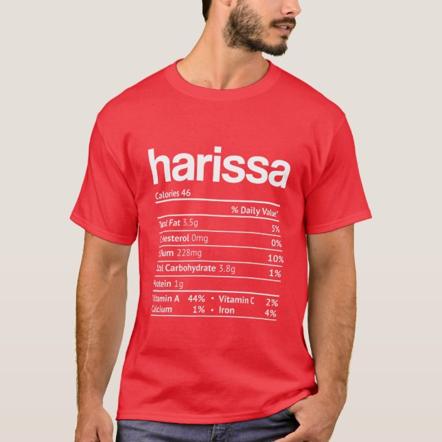 Harissa Nutrition Fact Funny Thanksgiving Christma T-Shirt (Front)