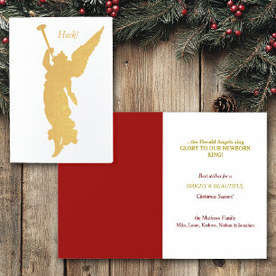 Hark the Herald Angel Christmas Gold Foil Card