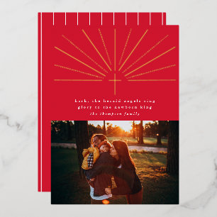 Hark The Herald Angels Red Foil Holiday Photo Card