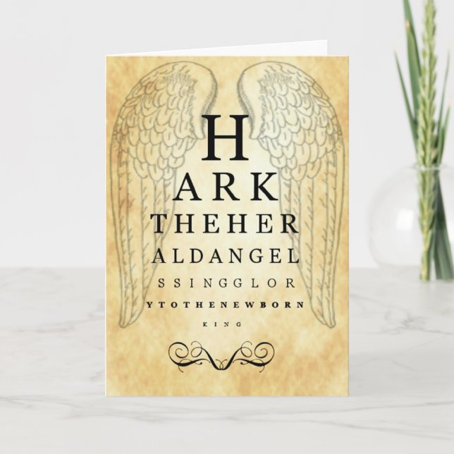 Hark The Herald Angels Sing Eye Chart Greeting Car Holiday Card (Front)