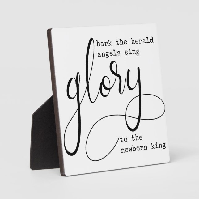 Hark the herold angels sing glory Christmas Sign Plaque (Front)