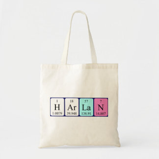 Harlan periodic table name tote bag