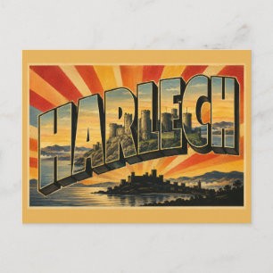 Harlech Castle Wales Vintage Travel Art Postcard