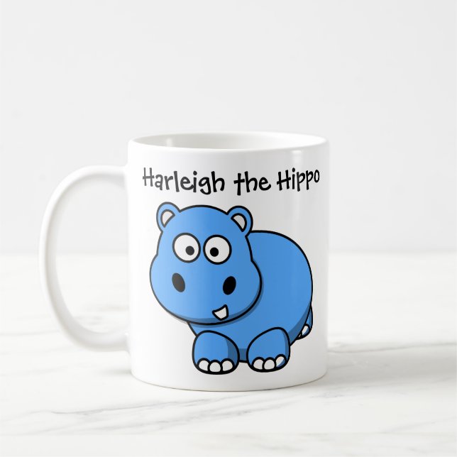 Harleigh the Hippo Custom Cartoon Children's Mug (Left)