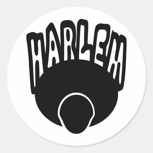 Harlem Graffiti Growing Out Of Big Afro With Face Classic Round Sticker (Front)