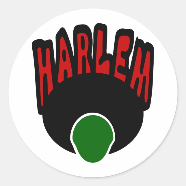 Harlem Graffiti With Face & Big Afro, 3 Colours Classic Round Sticker (Front)