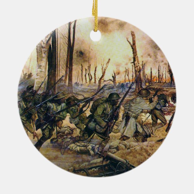 Harlem Hell Fighters Séchault H. Charles McBarron  Ceramic Tree Decoration (Back)