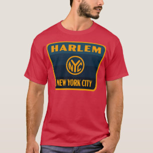 Harlem New York City Retro Token Badge Blue T-Shirt