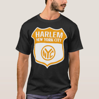 Harlem New York City Retro Token Shield Gold on Wh T-Shirt