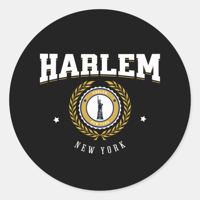 Harlem New York White Classic Round Sticker (Front)