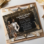 Harlem Nights Gatsby 1920s African American  Invitation<br><div class="desc">Harlem Nights Harlem Renaissance Jazz Age Cotton Club Art Deco Brown and Gold Glitter Birthday Anniversary Saxophone Invitation</div>