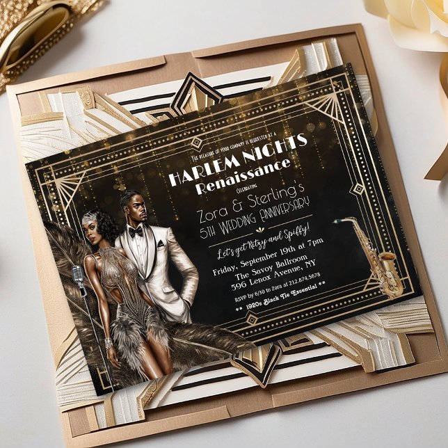 Harlem Nights Gatsby 1920s African American  Invitation (Creator Uploaded)