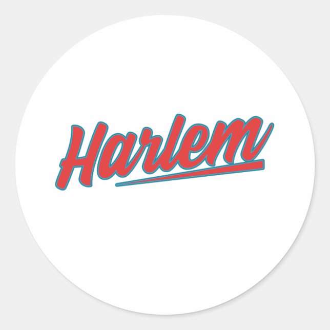 Harlem Red Typography  Classic Round Sticker (Front)