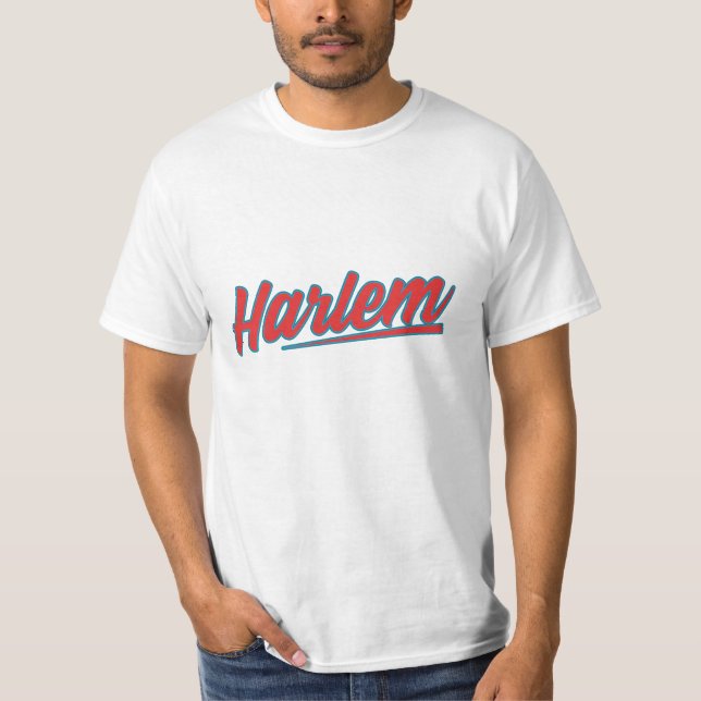 Harlem Red Typography  T-Shirt (Front)