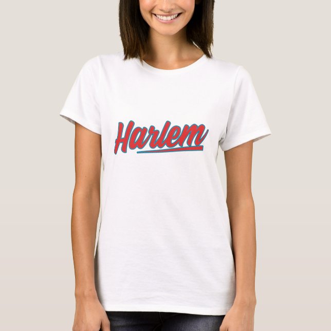 Harlem Red Typography  T-Shirt (Front)