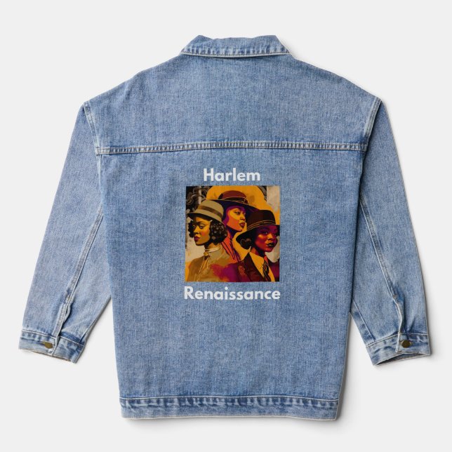 Harlem Renaissance Abstract Art Black History Mont Denim Jacket (Back)