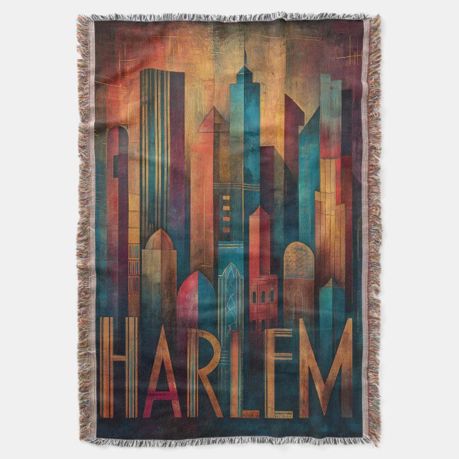 Harlem Renaissance Art Deco Throw Blanket (Front Vertical)