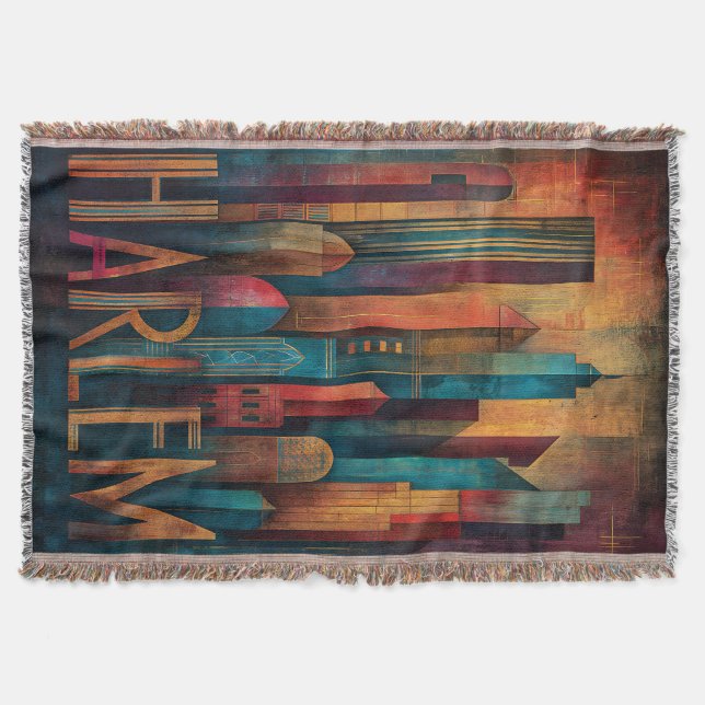 Harlem Renaissance Art Deco Throw Blanket (Front)
