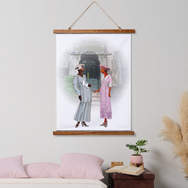 Harlem Renaissance Conversation – 1922 Watercolor  Hanging Tapestry (Bedroom)