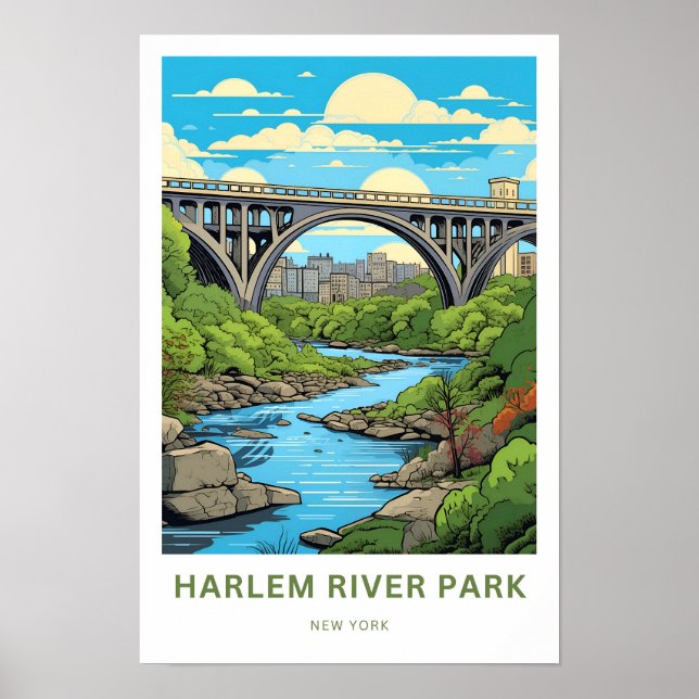 Harlem River Park New York  Travel Print (Front)