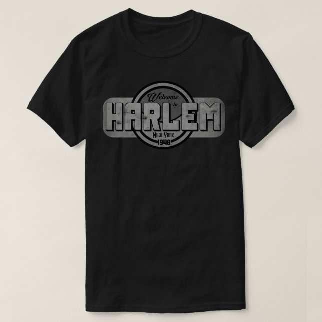 Harlem Vintage Label BW T-Shirt (Design Front)