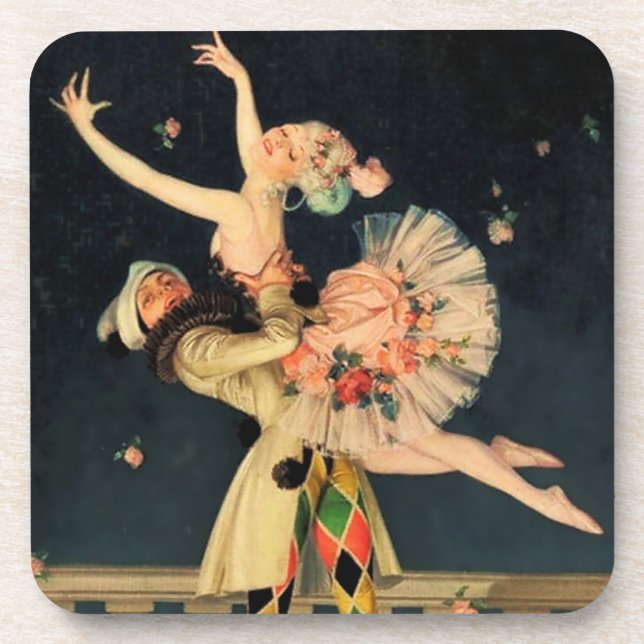 “Harlequin and Columbine” by FX Leyendecker Coaster (Front)