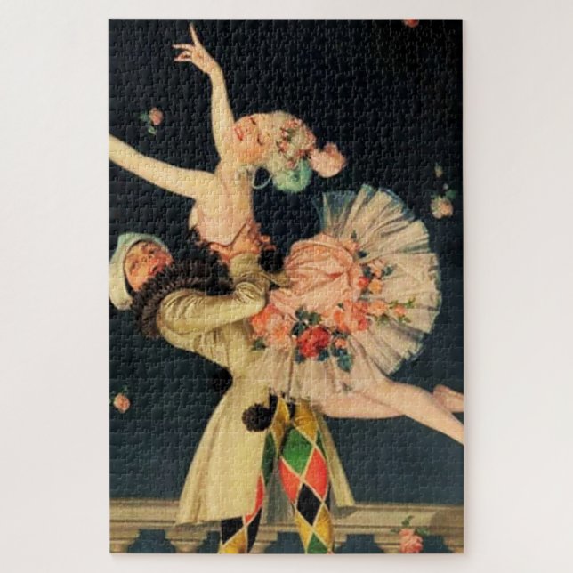 “Harlequin and Columbine” by FX Leyendecker Jigsaw Puzzle (Vertical)
