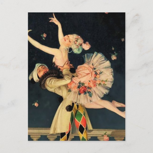 “Harlequin and Columbine” by FX Leyendecker Postcard (Front)