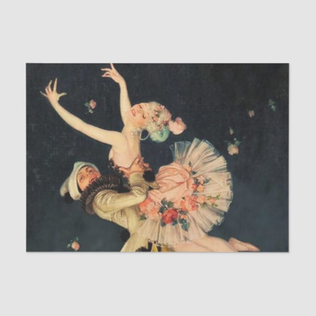 “Harlequin and Columbine” by FX Leyendecker Tissue Paper (Front)