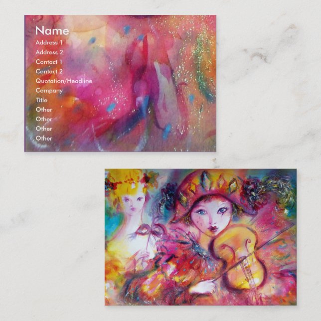 HARLEQUIN AND COLUMBINE Music,Decor,Theatre Artist Business Card (Front/Back)