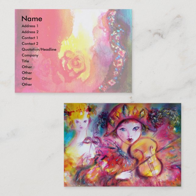 HARLEQUIN AND COLUMBINE Music,Decor,Theatre Artist Business Card (Front/Back)