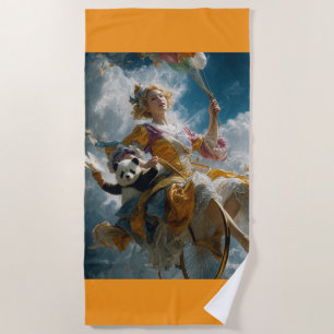 Harlequin and Little Panda: Between Dreams and Bal Beach Towel