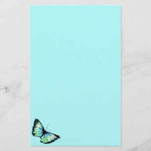 "Harlequin" (Aqua Butterfly) Stationery