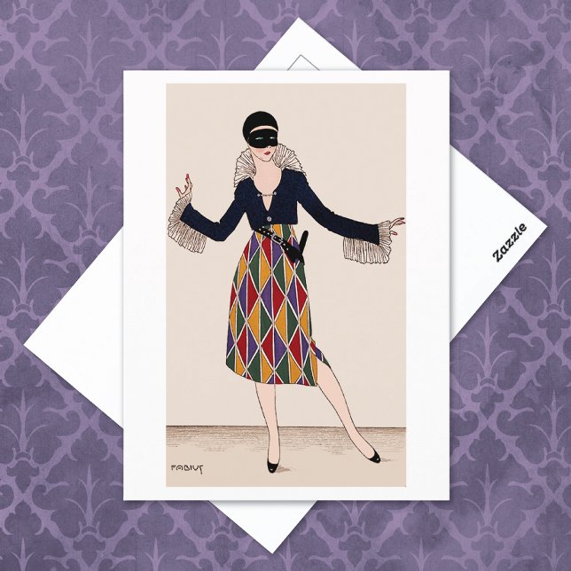 Harlequin Art Deco Fashion Fabius Lorenzi Postcard (Creator Uploaded)