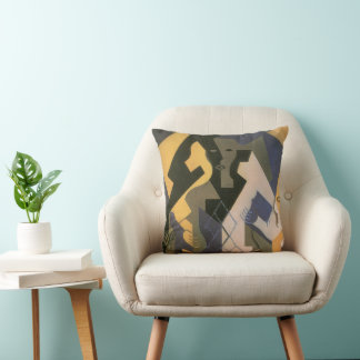 Harlequin at a Table by Juan Gris, Vintage Cubism Cushion