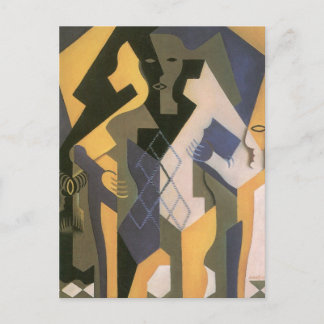 Harlequin at a Table by Juan Gris, Vintage Cubism Postcard