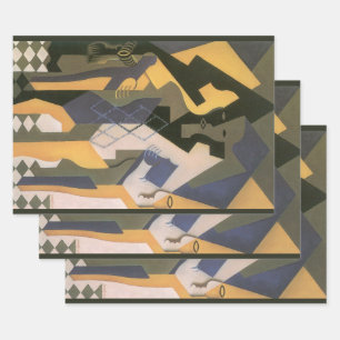 Harlequin at a Table by Juan Gris, Vintage Cubism Wrapping Paper Sheet