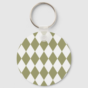 Harlequin Avocado and White Key Ring