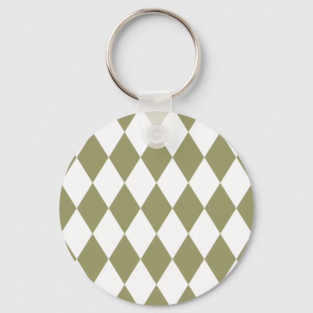 Harlequin Avocado and White Key Ring (Front)